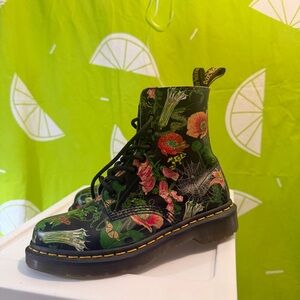 Dr. Martens Black Floral Combat Boots